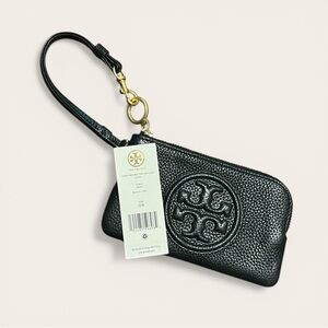 NWT Tory Burch PERRY BOMBE TOP-ZIP CARD CASE 73531 0820 BLACK / 001